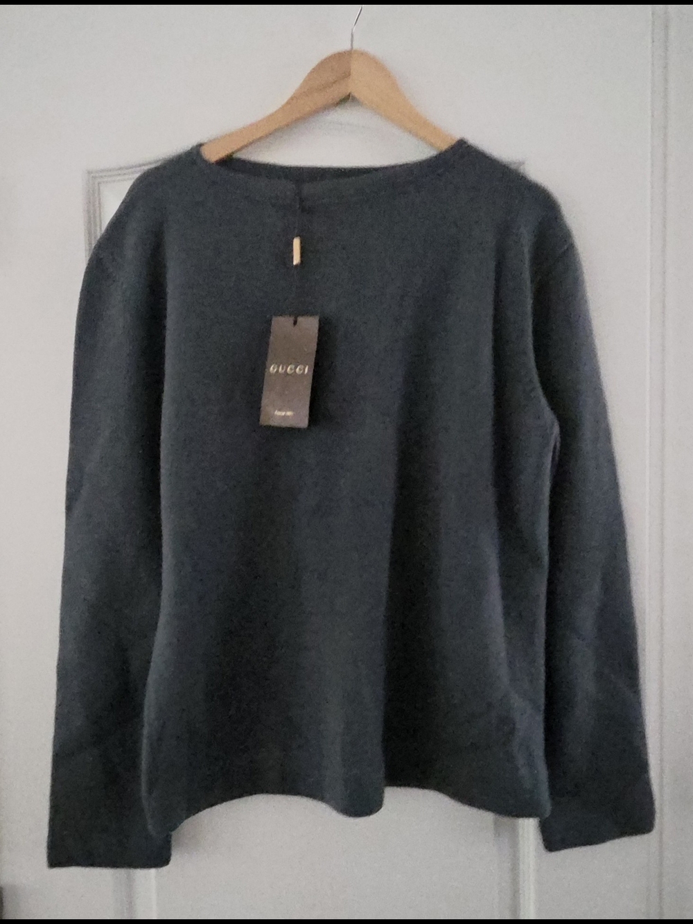 [NWT] Authentic Gucci 100% Wool Grey Long Sleeve Crewneck Sweater Size Large